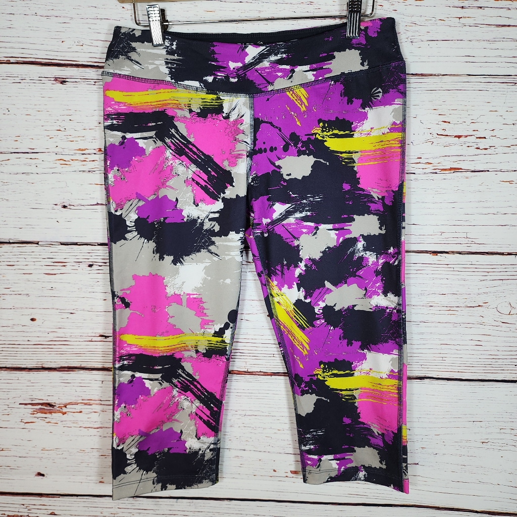 Pink And Yellow Abstract Leggings For Dynamic Style